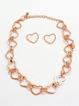 Heart Link Necklace & Earring Set (NC1236 + ER1236)